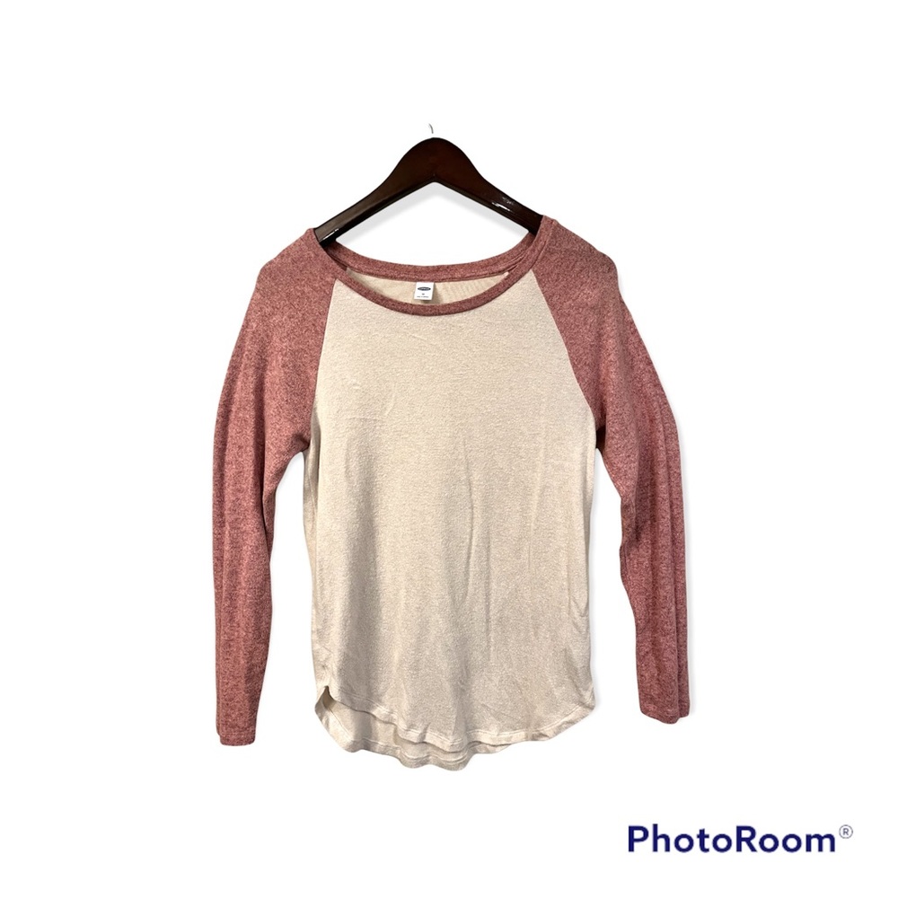Old Navy Lightweight Sweater cream/ heathered pink Womens XS Scoopneck